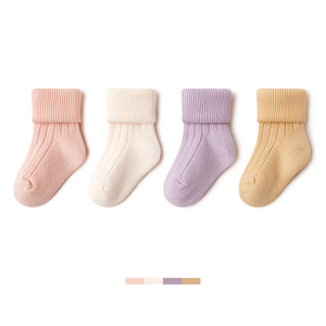 Nuevos calcetines de bebé recién nacido acanalados lisos personalizados 0-3 años conjunto de calcetines de bebé de algodón desnudo calcetines de bebé acanalados de color neutro de tubo medio - Product Image 1