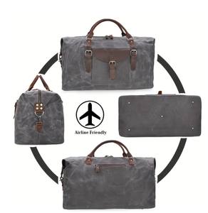Bolsa de Lona Vintage de Cuero Gris, Bolsa de Viaje de Gran Capacidad, Cierre de Cremallera, Fácil de Llevar, Aceptamos Logotipo Personalizado - Product Image 3