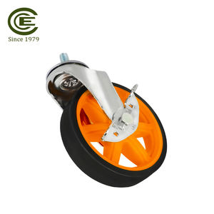 Roue pivotante silencieuse en acier TPR orange moderne de 4 pouces avec tige filetée 3/8 et frein pour chariots de rayonnage - Product Image 4