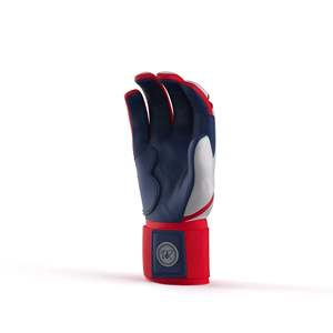 Gants de frappeur de baseball en cuir blanc, rouge et bleu, avec logo personnalisé, manchette longue, faible MOQ, service OEM/ODM - Product Image 4