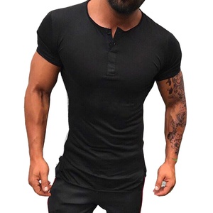 เสื้อยืดมีกระดุมคอกลมสำหรับผู้ชายเสื้อยืดสีแบบกำหนดเองขนาดเองได้ - Product Image 2