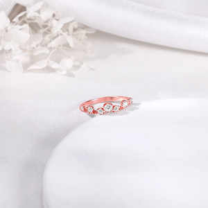 Rose Gold Gleam Fashionable Trendy Inlay Ring Tarnish-Free <b>Princess</b> Cut Copper <b>Jewelry</b> with Gold Plating - Product Image 1