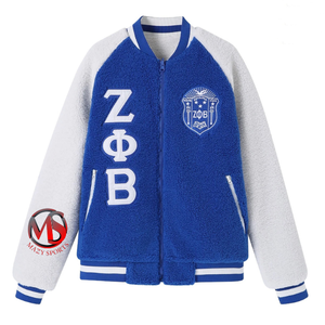 Nouveauté veste Sherpa manches raglan fermeture éclair complète patchs de broderie en sergé Zeta Phi Beta fond flexible vestes ZPB - Product Image 3