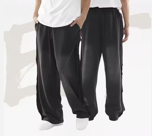 Pantalones de chándal holgados informales para hombre, ropa de calle desgastada de peso pesado de gran tamaño, pantalones de chándal holgados personalizados de pierna ancha y recta - Product Image 6