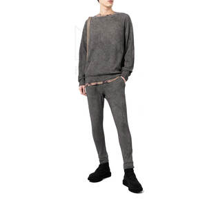 Sudadera de cuello redondo para hombre, Jersey interior de algodón, jersey de cuello redondo de peso pesado, sudadera de lavado ácido para hombre - Product Image 5