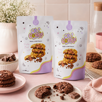 Sachet Doypack Personnalisé Imprimé Qualité Alimentaire pour Biscuits, Sachet Mat pour Biscuits aux Pépites de Chocolat Arabe 480g