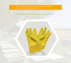Guantes protectores de piel de oveja para apicultura Kit grueso a prueba de picaduras y transpirable - Product Image 4