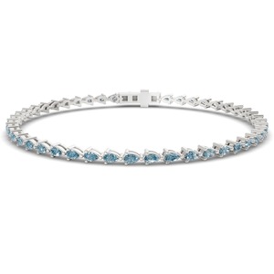 Frosted Ice Blue Pear Lab Grown Diamond Tennis Bracelet 3 Ct Tw VS Clarity 40 Diamonds 14K <b>Solid</b> <b>Gold</b> Icy Cool Winter Shimmer - Product Image 1