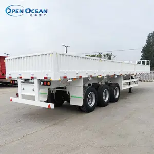 3 Axles 40 Ton Cargo Side Wall Semi Trailer / Flatbed Semitrailer For Cargo Transportation