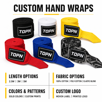 Bandages de boxe personnalisés avec logo imprimé numériquement, motif personnalisé, bandages élastiques pour l'entraînement de Muay Thai et de Kickboxing