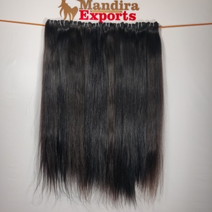 Mèches Remy soyeuses et droites à 100% de meilleure qualité, avec cuticule alignée, extensions de cheveux humains vierges au temple indien - Product Image 4