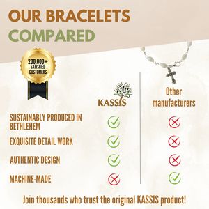 Bracelet artisanal en nacre avec croix 6 cm, bijoux chrétiens, cadeau religieux, vente en gros de Bethléem - Product Image 4