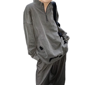 Personalizado peso pesado bajo MOQ sudadera diseño de moda bordado sudadera cuello con cremallera camisa de manga larga sudaderas con capucha de fábrica - Product Image 4