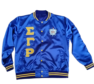 Top Vente Divine Nine Sororité Sigma Gamma Rho Bomber Vestes Sororité SGR Fermeture Éclair Soie Satin Welted Poches Broderie - Product Image 2