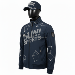 เสื้อแจ็คเก็ตซอฟต์เชลล์ผู้ชาย คุณภาพดี ผลิตจากผ้าโพลีเอสเตอร์ ดีไซน์สีกรมกรมเข้ม พร้อมโลโก้คริสตัลแบบรีดร้อน เสื้อแจ็คเก็ตซอฟต์เชลล์สำหรับผู้ชาย - Product Image 4