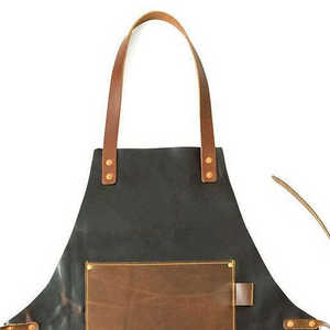 Nueva moda 2025 cuero peluquería chal peluquero artista delantal con múltiples bolsillos hecho a medida en Pakistán babero - Product Image 5