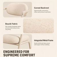Fauteuil de salle à manger moderne et élégant de style nordique, avec dossier ouvert, revêtement en tissu doux et structure métallique