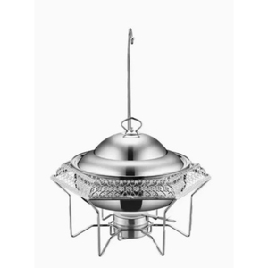 Luxury Round Copper Brass Hammered Chafing Dish Food Warmer Hot Pot Buffet Serving Dish for Hotel Restaurant & Party Catering - Product Image 6