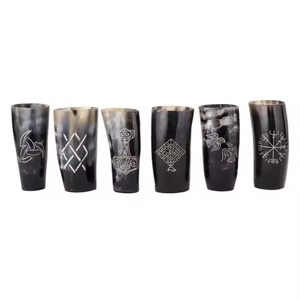 แตรควายแก้วสั้นทำมือคุณภาพระดับพรีเมียมเป็นมิตรต่อสิ่งแวดล้อมสีธรรมชาติขัดเงาคุณภาพสูงแตรดื่มไวน์หัตถกรรม - Product Image 3