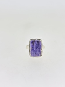 Fabulous Design 925 Solid Sterling <b>Silver</b> Natural Charoite Square Shape Bezel Setting Gemstone <b>Eternity</b> Vermeil <b>Rings</b> Indian - Product Image 2