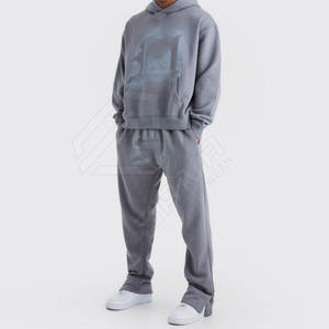 Chándal de marca personalizada para hombre, pantalones de chándal holgados para hombre, Sudadera con capucha, pantalones de chándal acampanados y conjuntos de Sudadera con capucha para hombre - Product Image 1