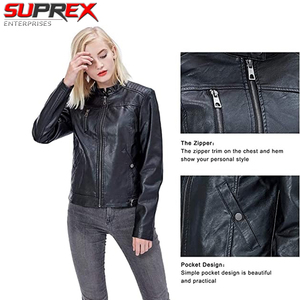Blouson moto en similicuir noir pour femme, coupe ajustée, en cuir PU, avec poches zippées, vêtement d'extérieur élégant et décontracté, détachable - Product Image 4