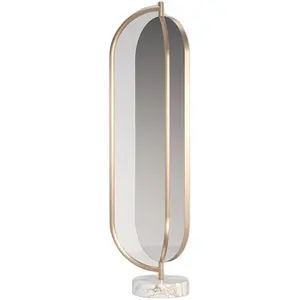 Custom Fashion decor gold metal frame rectangular dressing mirror full length large floor full body revolving mirror brass frame