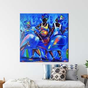 Impression sur toile africaine moderne : Œuvre d'art abstraite de femmes noires, encadrée pour galerie - Product Image 1