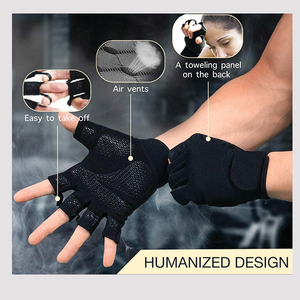 Guantes de gimnasio de medio dedo con logotipo personalizado para hombres y mujeres, guantes de entrenamiento de neopreno, equipo de Fitness de levantamiento de pesas ajustable - Product Image 3