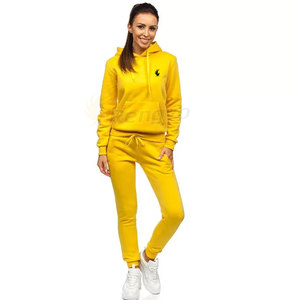 Nouvelle mode pour femmes décontracté respirant grande taille survêtement ensemble simple uni jaune pour la saison d'automne - Product Image 1