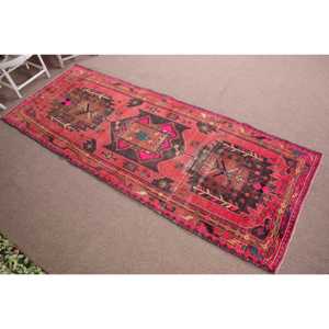 Turkish 4x10.2 ft <b>Runner</b> Rug, Vintage Rug, <b>Red</b> Plants & trees Rug - Product Image 3