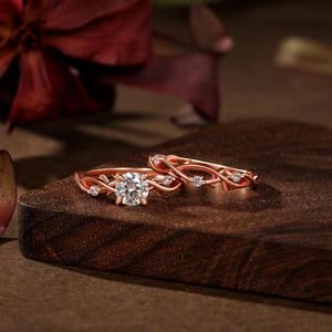 Anillo de compromiso solitario Jeulia Thorns and Flower en oro rosa con incrustaciones de plata de ley - Product Image 6