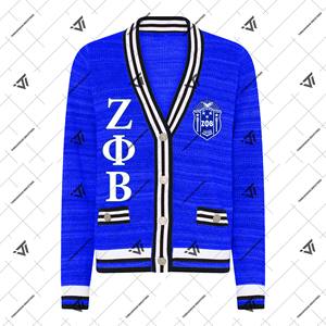 Personalizado griego Zeta Phi Beta Sorority 1920 bordado texturizado Universidad cárdigan algodón suéter griego Parafernalia - Product Image 1