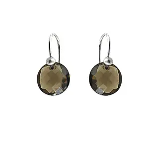 Boucles d'oreilles pendantes en argent sterling 925 avec quartz fumé pour femmes, bijoux tendance - Product Image 1