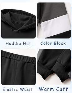 <b>Black</b> Color Fashion Pullover <b>Hoodie</b> With And Trouser Boys Kids Tracksuit 2pcs Joggers Running Set Outdoor Winter Kids Tracksuits - Product Image 5