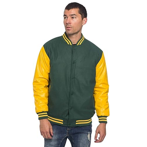 Chaqueta universitaria de béisbol bordada de chenilla personalizada para hombre, ropa de calle de invierno con patrón de letras con cuello levantado - Product Image 1