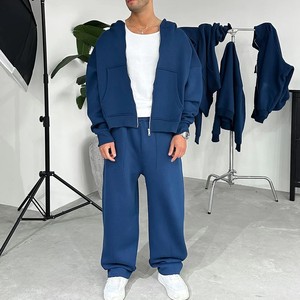 Custom Deign Flared <b>Sweatpants</b> and Hoodies <b>Set</b> 400GSM Thick Polyester Cotton Sweat suit Oversized Tracksuit - Product Image 1