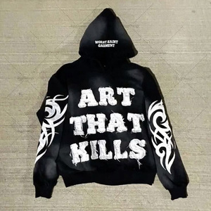 Sudadera con Capucha Personalizada 100% Algodón, Estilo Desgastado, Bordado, Invierno, Ecológica, para Hombre, Lavado Ácido, Estilo Holgado, Alta Calidad - Product Image 2