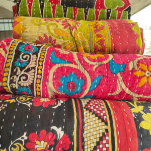 Antique Vintage Kantha <b>Quilt</b> Indian Sari Patchwork Blanket Boho <b>Handmade</b> Cotton Throw Twin Bedspread Bedding for Home Decor - Product Image 1