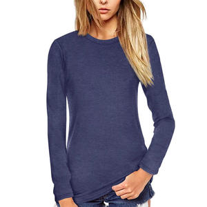 Camiseta completa de suministro de fábrica de diseño personalizado, Camiseta 100% de algodón con estampado de Color sólido de alta calidad, camiseta Regular con cuello redondo para mujer - Product Image 1