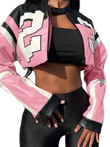 แจ็กเก็ตทีมตัวแทนของผู้หญิงแจ็กเก็ตเลตเทอร์แมนแบบลำลองความยาวสั้นมีสไตล์ - Product Image 6