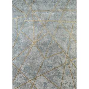 Kavi Grey Black Hand Knotted Wool Bamboo Silk <b>Rug</b> Chaos Theory Design Geometric <b>Boho</b> for Home Hallway Room Rectangle - Product Image 1