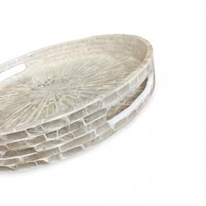 Plateau en nacre fait à la main, incrustation de coquillages, plateau de service décoratif, matériau naturel, écologique - Product Image 3