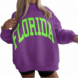 Sudadera de Punto Personalizada de Invierno Estilo Universitario de Florida, Reversible de Felpa con Cuello Alto Simulado, Logotipo Personalizado en la Parte Delantera, Informal - Product Image 1
