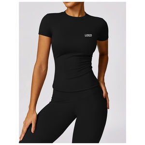 OEM Unisex Impreso Flaco Gimnasio Compresión Camiseta sin mangas Cuello redondo Manga corta Anti-olor Yoga Transpirable Secado rápido Ropa deportiva activa - Product Image 3