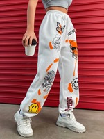 Nouveau design, pantalon de survêtement décontracté d'hiver pour femme, 100 % coton molletonné, couleur unie, taille mi-haute, devant plat classique