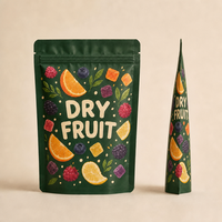 Op maat bedrukte, gerecyclede, herbruikbare stand-up pouch voor groene matte gedroogde fruitgummies, voedselverpakking