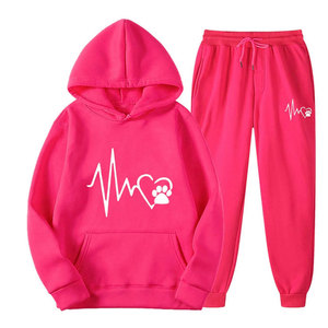 High Quality Custom Logo <b>Women's</b> Breathable Silk Screen Printing Winter Fleece Streetwear Solid Sets Tracksuit 100% Cotton - Product Image 6