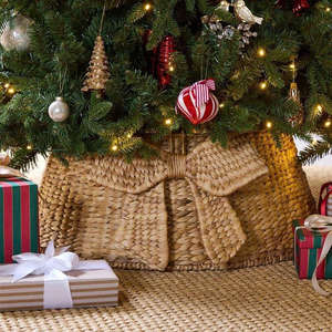 Jupe de Noël en jacinthe d'eau Sisu 2025 avec nœud, collier de sapin tissé naturel, décoration de Noël, décoration de fête - Product Image 5