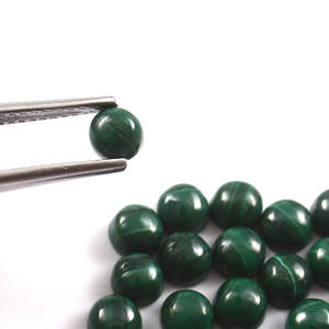 8X8MM AAA Naturel Malachite Rond Dos Plat Cabochon Calibré Semi-Précieux En Vrac Fabrication de Bijoux En Gros Lot - Product Image 2